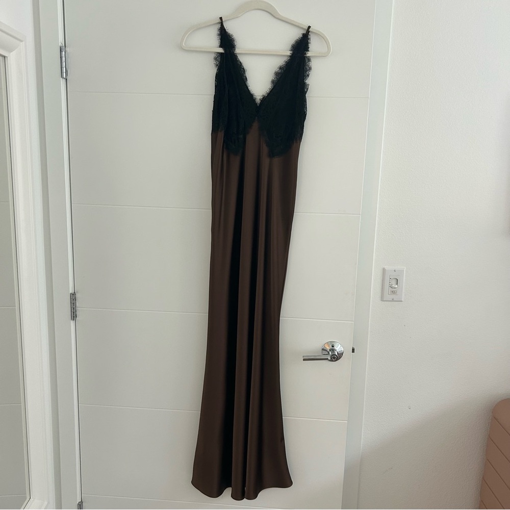 LoveShackFancy Iridia Satin Maxi Slip Dress